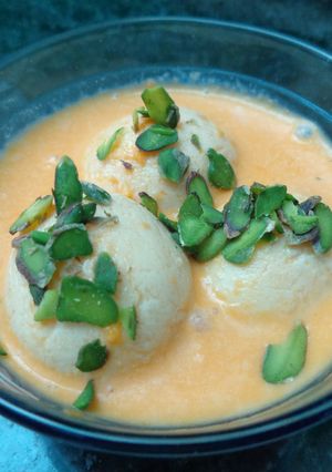 A picture of Carrot Rasmalai.