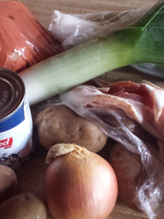 A picture of Loaded ham, bacon and potato chowder.