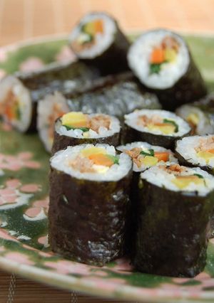 A picture of Kimbap (Korean-style Sushi Rolls).