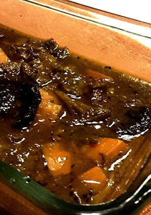 A picture of Beef Stew with Carrots and Sun-dried Tomatoes.