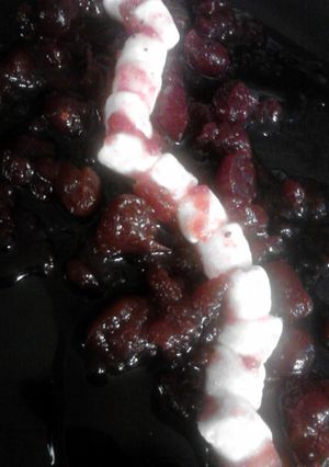 A picture of Severed Meaty Spinal Cord - Halloween cranberry marshmallows.