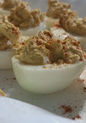 A picture of Devil's deviled eggs.