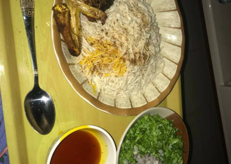 Recipe: Appetizing Spaghetti with palm oil &amp; salad