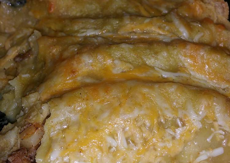 Sausage Potato and Cheese Enchiladas