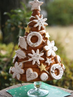 A picture of A White Christmas Tree Made of Bread.