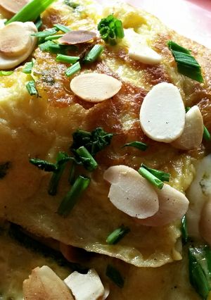 A picture of Sig's Chive, Cress and Cambozola Cheese Omelette.