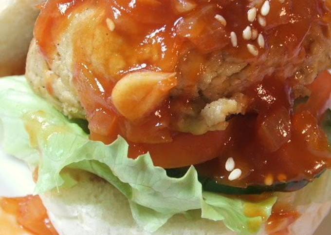 Vegetarian Burger with Sweet &amp; Sour Sauce