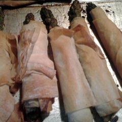 A picture of asparagus wrapped in phyllo.