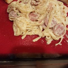 A picture of Spicy Shrimp and Sausage Alfredo.
