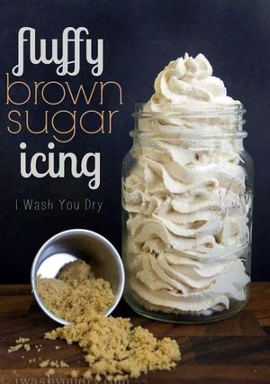 A picture of fluffy brown sugar icing.