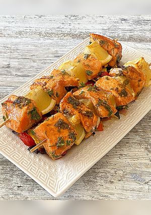 Une photo de Brochette de truite marinée