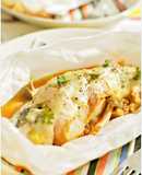 Steamed Cod Slices and Bacon with Tomato Sauce