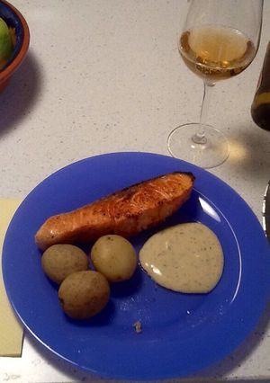 Una foto de Salmón al vodka