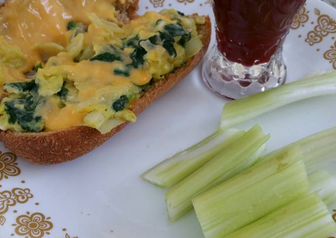 Recipe of Andrew Copley Spinach omelet in a bun