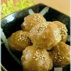 Don't Let Them Roll Away! Rolly Taro in Sesame and Miso Sauce A picture of Don't Let Them Roll Away! Rolly Taro in Sesame and Miso Sauce.