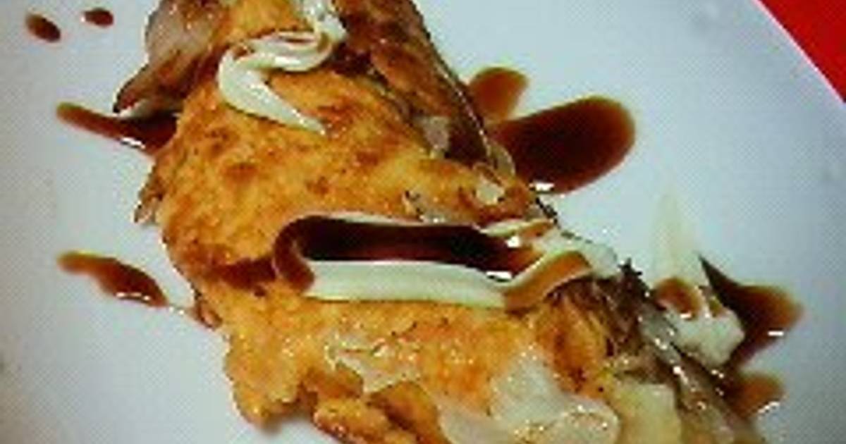 For Lunch! Bean Sprout Omelet Topped with Pork Belly Recipe by cookpad