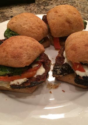 A picture of Fried Eggplant Sliders.