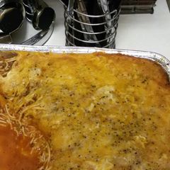 A picture of 3 Meat Spaghetti Bake.
