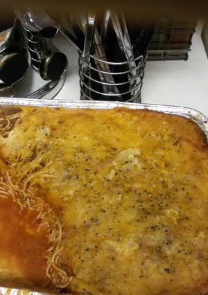 A picture of 3 Meat Spaghetti Bake.
