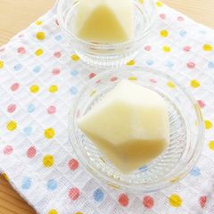 A picture of Yogurt Ice Cream in an Ice Cube Tray.