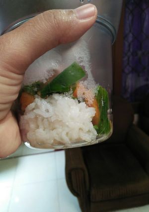 Foto resep Mpasi 7m+ daging ayam daun katuk, ubi + nasi
