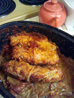 A picture of Momma's Cabbage rolls.