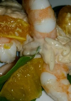 A picture of Sig's Prawn and Mandarin Pasta Salad.