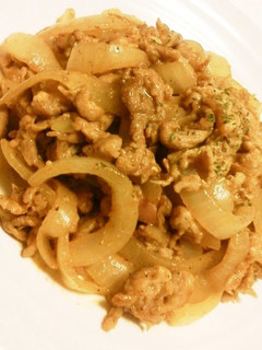 A picture of Simple Chopped Pork and Onion Curry Flavored Stir-Fry.