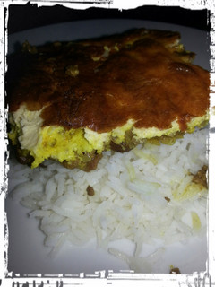 A picture of H's South African Bobotie.