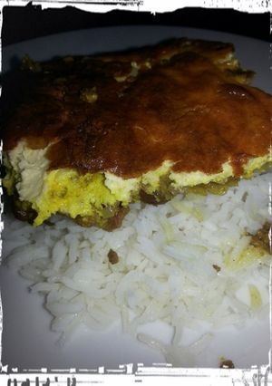 A picture of H's South African Bobotie.