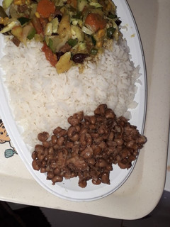 A picture of Rice,beans and cabbage sauce.