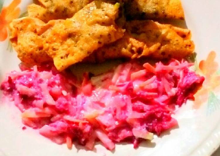 Simple Way to Prepare Perfect Potato veggies stuff papad roll with salad