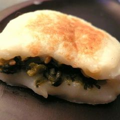 Chewy Potato Mochi ★ Takana Pickles & Cheese + Chicken Soboro A picture of Chewy Potato Mochi ★ Takana Pickles & Cheese + Chicken Soboro.