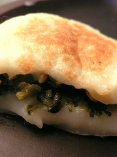 A picture of Chewy Potato Mochi ★ Takana Pickles & Cheese + Chicken Soboro.
