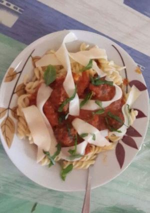 A picture of Spaghetti and meatballs from scratch.