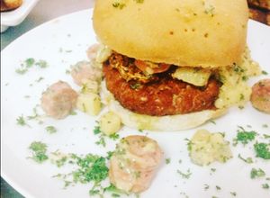 Una foto de Hamburguesa de #cerdo