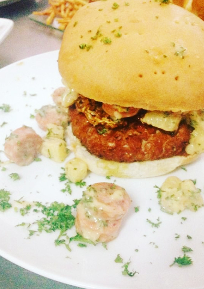 Una foto de Hamburguesa de #cerdo