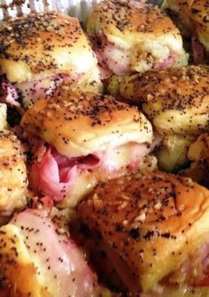 A picture of Hawaiian ham n cheese sliders.