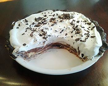 Ready to Serve Vanilla and Chocolate Cream Pie with a Chocolate Lined Pastry Crust Very Delicious