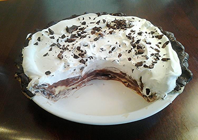 Vanilla and Chocolate Cream Pie with a Chocolate Lined Pastry Crust