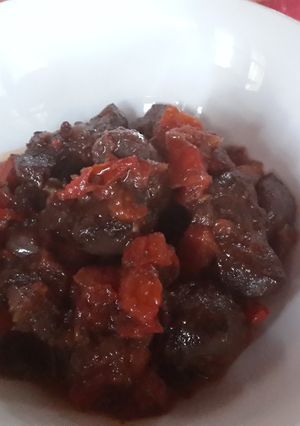 A picture of Namala's Tomato and onions beef liver.