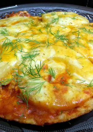 A picture of Pineapple And Tuna Tortilla Pizza.
