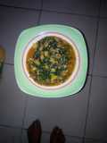 Plantain porridge with ugu leaves