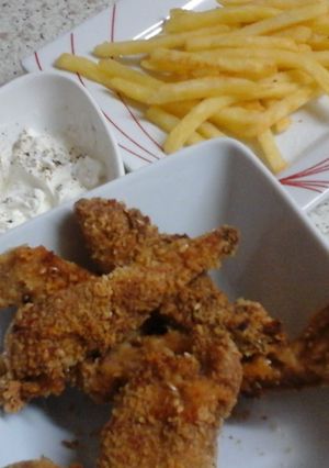 A picture of My Marinated Crispy Chicken Strips in Breadcrumbs 😋.