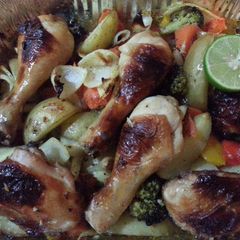A picture of Roasted Chicken with Vegetables. Tender & Juicy.