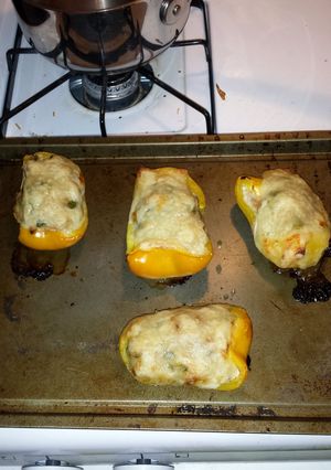 A picture of low carb stuff peppers tuna melts.