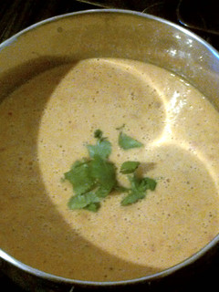 A picture of Thai Curried Coconut Milk and Corn Soup..