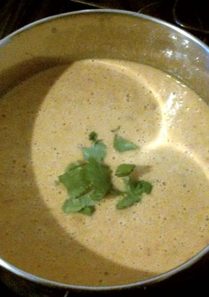 A picture of Thai Curried Coconut Milk and Corn Soup..