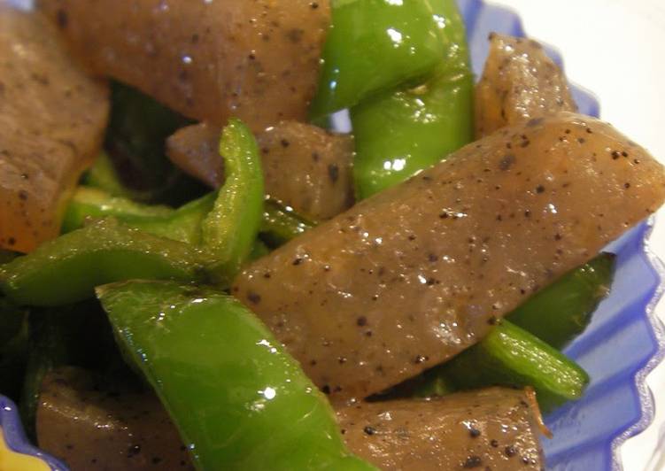 Recipe of Favorite 5-Minute Konnyaku and Green Pepper Stir-Fry