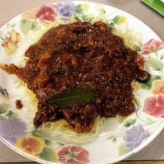 A picture of JR's crock pot spaghetti sauce.